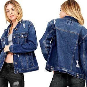 Wax Jeans - Oversized distressed Jean Jacket size Medium